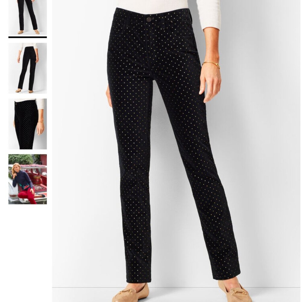 TALBOTS HIGH-RISE STRAIGHT-LEG VELVETEEN PANT - DOT